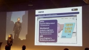 Erke Wang von Cadfem präsentierte einen Ausblick auf Ansys AIM, die nächste Generation der Ansys-Multiphysiklösung.