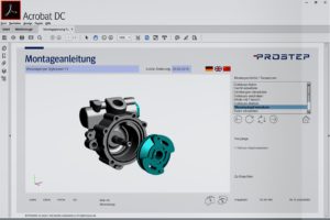 Digitale Montageplanung im Adobe Reader: Der Ausbau eines Teils lässt sich animiert darstellen.