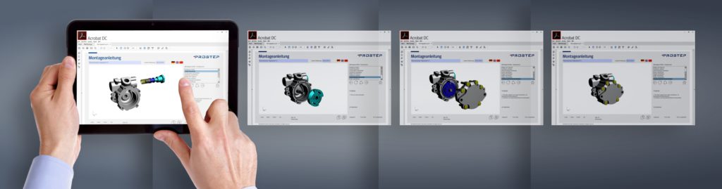 Schritt für Schritt leitet die 3D-PDF-Dokumentation durch den Montageprozess.