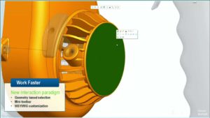 Im Vollbildmodus kann man sich voll aufs Modellieren konzentrieren und arbeitet mit Kontextmenüs (Screenshot aus der Breakout-Session von PTC).